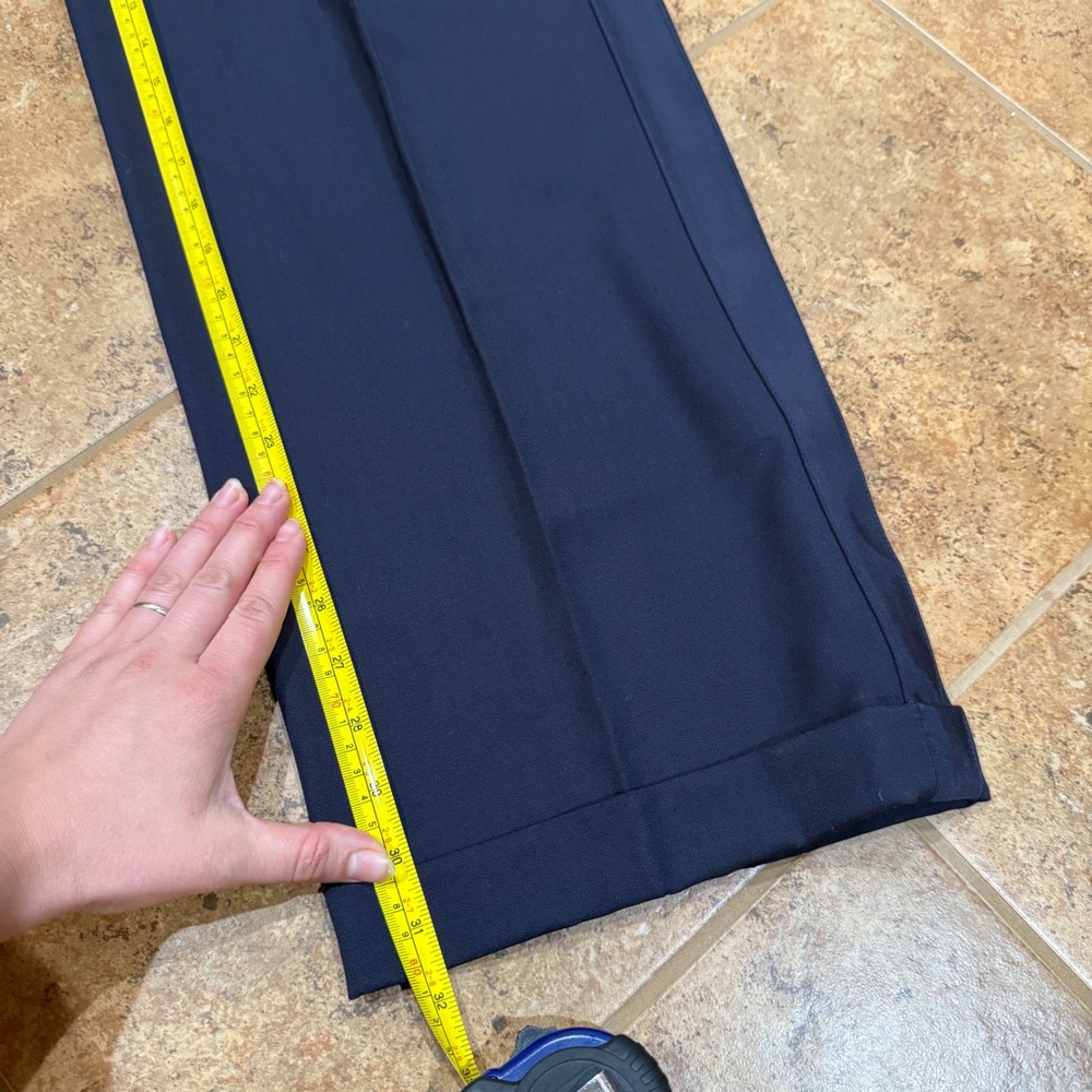 Polo Ralph Lauren Wool Silk Satin Trim Pleated Wide Leg Pants Navy Blue NWT 6 - Picture 8 of 12